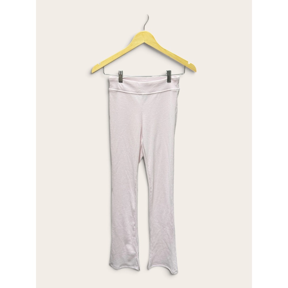 Wild Fable Pink Ribbed Flare Leggings XS Bell Bottom Slit Hem Pants